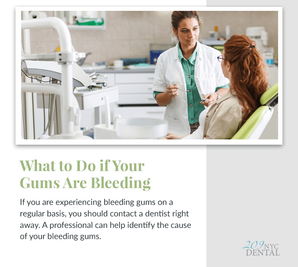 A dentist explaining treatments for bleeding gums to a patient