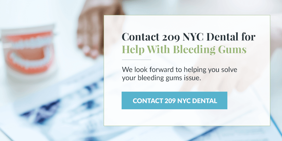 An image of a dentist’s table with text urging the reader to contact 209 NYC Dental