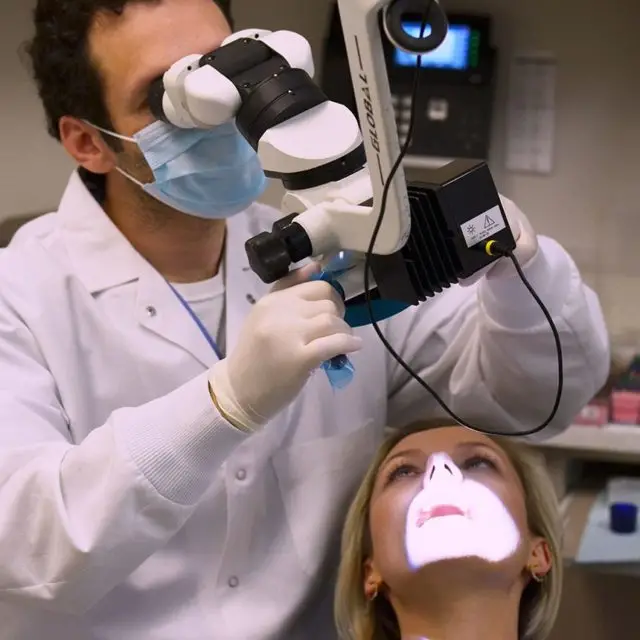 A dentist in Manhattan, New York, treating a patient